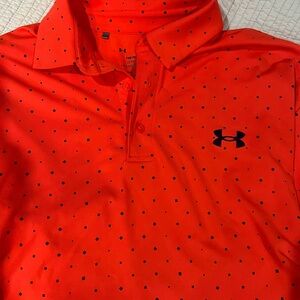 Under Armour Men's Bright Orange Polo with Black Pattern